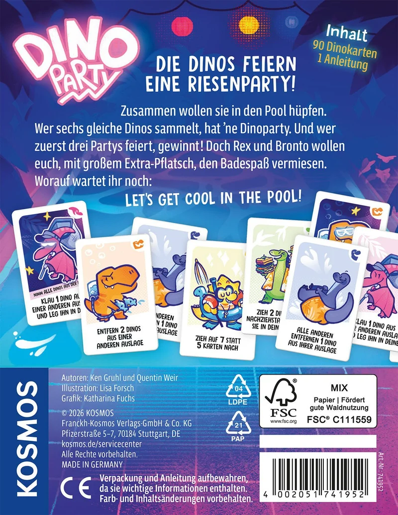 Kartenspiel Dino Party mit Sammel- und Tauscheffekten für 2-6 Spieler ab 7 Jahren