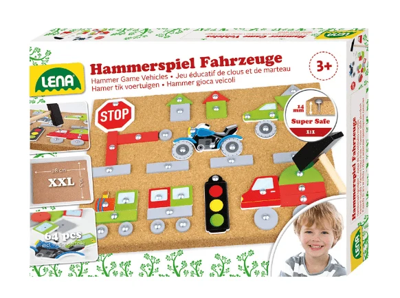 Hammerspiel Fahrzeuge mit Korkplatte ab 3 Jahren