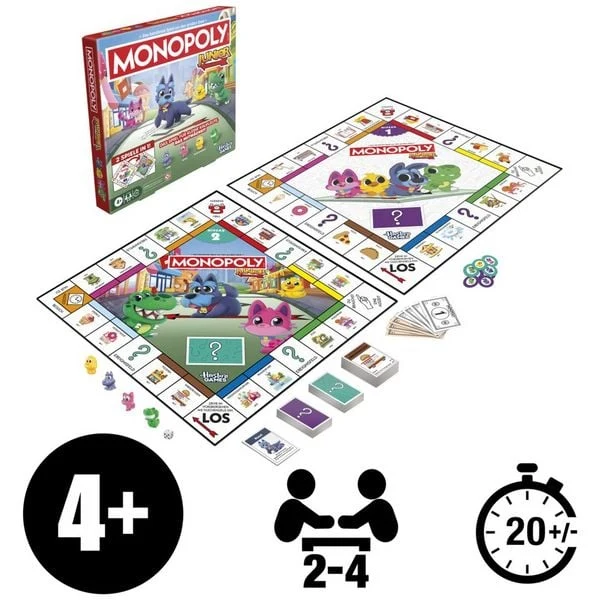 Monopoly Junior Square 2 in 1 – Brettspiel ab 4 Jahren