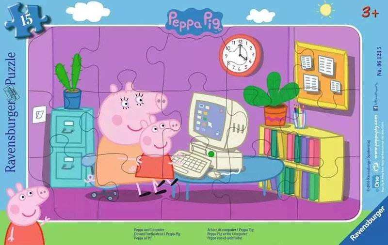 Peppa Wutz am Computer Kinderpuzzle – 15 Teile