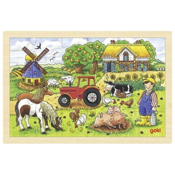 Bauernhof Einlegepuzzle aus Holz für Kinder