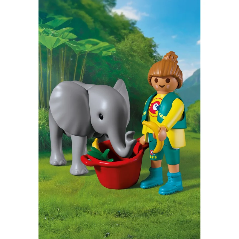 Playmobil Elefantenbaby und Pflegerin 72092 – Zoo Spielset