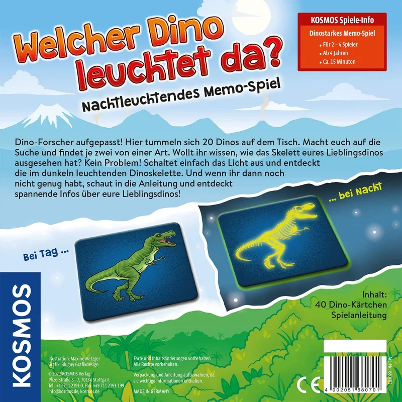 Welcher Dino leuchtet da? - Nachtleuchtendes Memo-Spiel