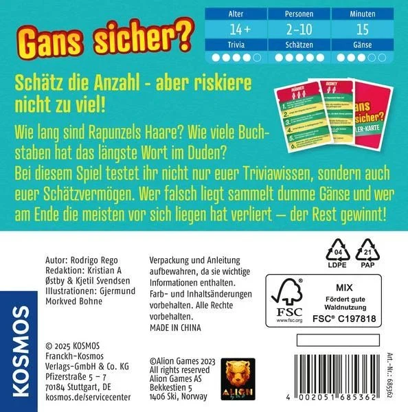 Gans sicher? – Trivia-Schätzspiel für unterwegs