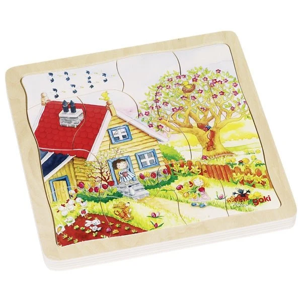 Schichtenpuzzle Jahreszeiten aus Holz