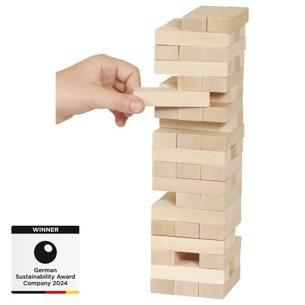 Wackelturm Geschicklichkeitsspiel aus Holz mit 51 Teilen