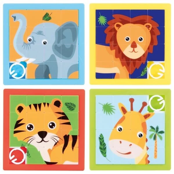 Goki Mini Schiebepuzzle Afrikanische Tiere aus Kunststoff