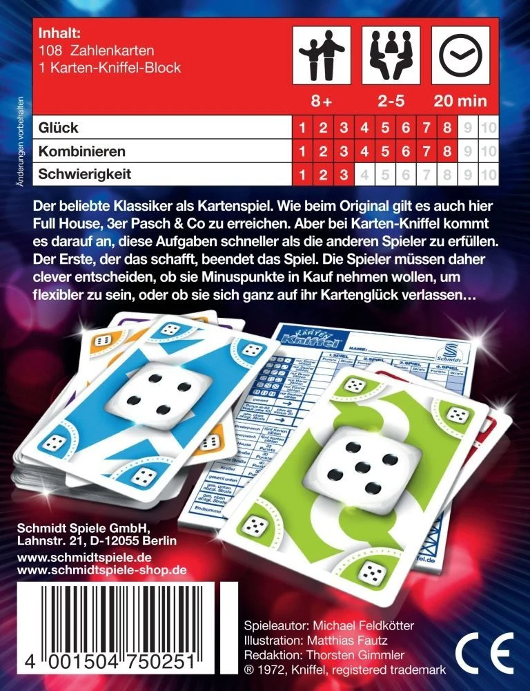 Karten-Kniffel, Kartenspiel