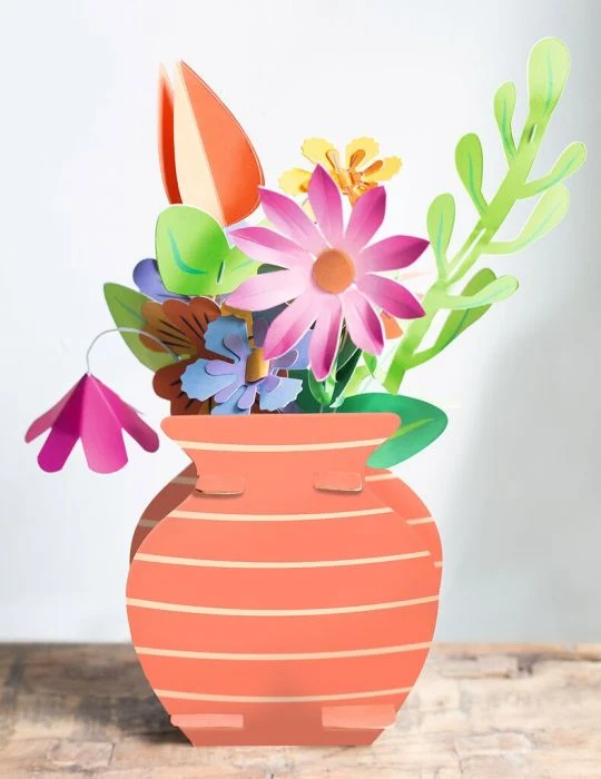 Papierblumen-Bastelset mit Vase und Blumendraht