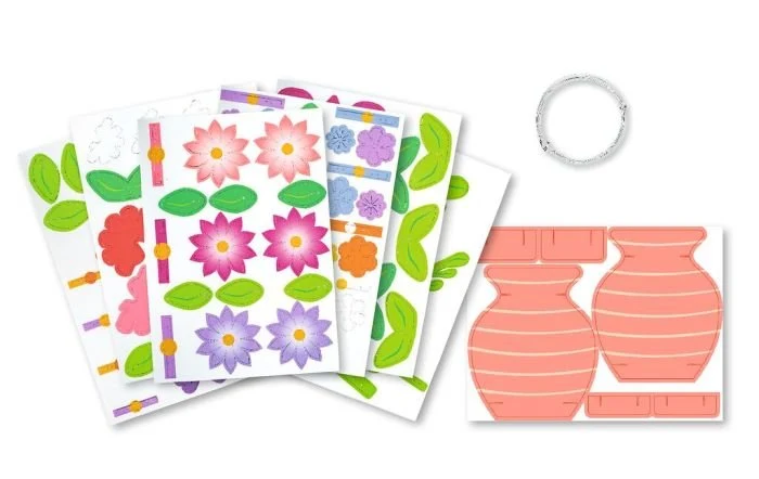 Papierblumen-Bastelset mit Vase und Blumendraht