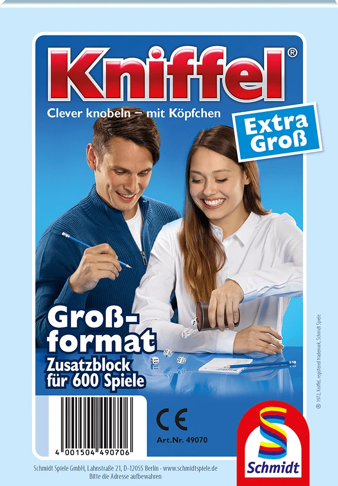 Großer Kniffel® Block – Original Zusatzblock im Großformat mit 100 Blatt