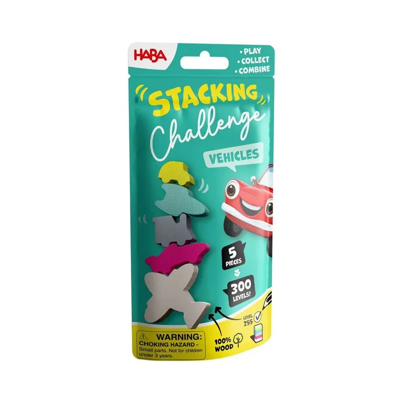 Stacking Challenge Fahrzeuge aus Holz – Geschicklichkeitsspiel
