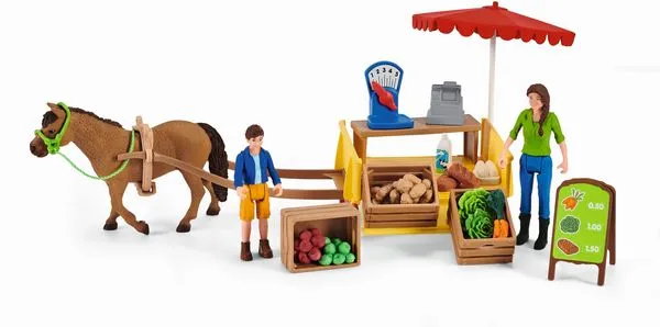 Mobiler Farm Stand – Schleich Farm World Marktstand mit Pony und Zubehör