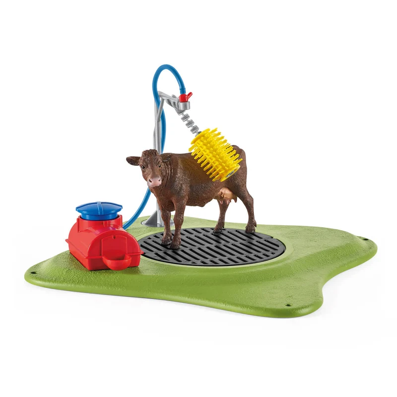 Kuh Waschstation – Schleich Farm World Spielset mit Drehscheibe und Massagebürste