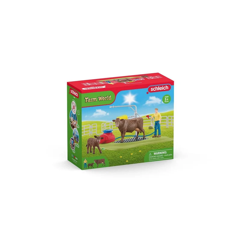 Kuh Waschstation – Schleich Farm World Spielset mit Drehscheibe und Massagebürste