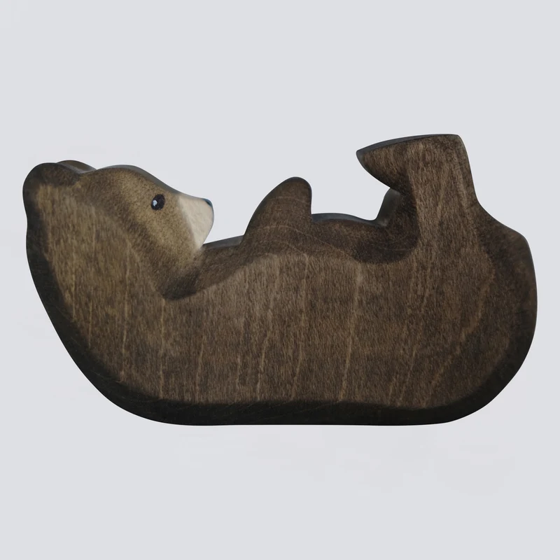 Holzwald Holzfigur Bär klein liegend