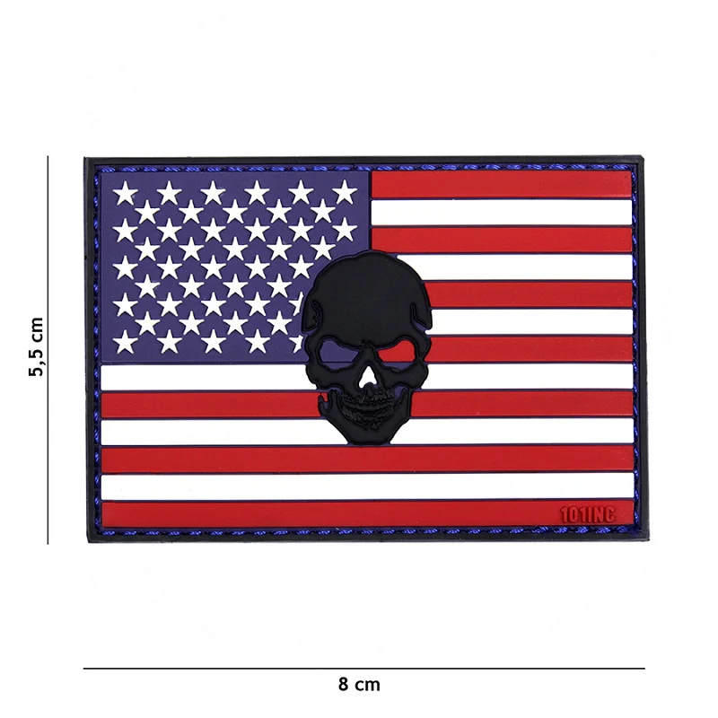 Patch 3D PVC Flagge USA + Skull