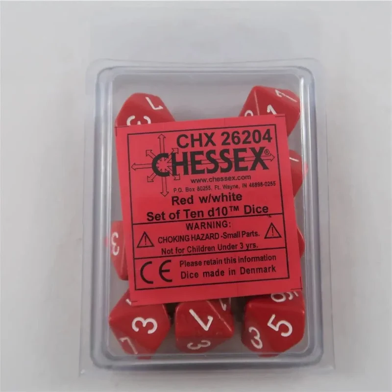 Chessex Opaque Red/white 10 x W10 Set