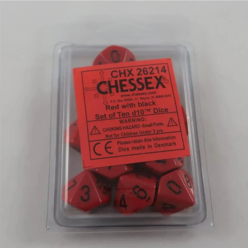 Chessex Opaque Red/black 10 x W10 Set