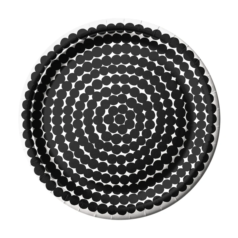 Lautanen 23cm 10x50kpl Marimekko Räsymatto mustavalkoinen