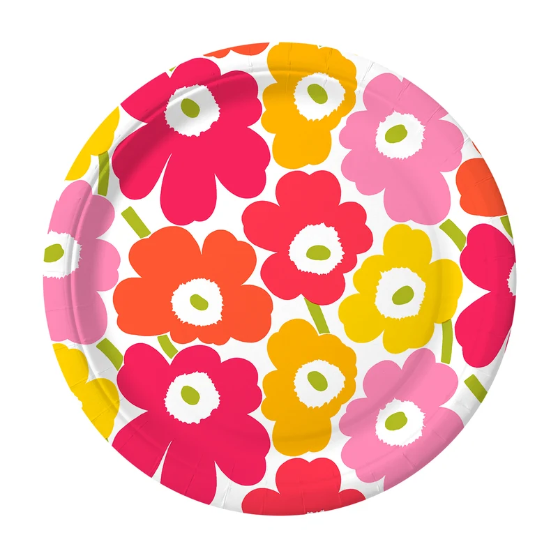 Lautanen 23cm 20x20kpl Marimekko Mini unikko pinkkikeltainen
