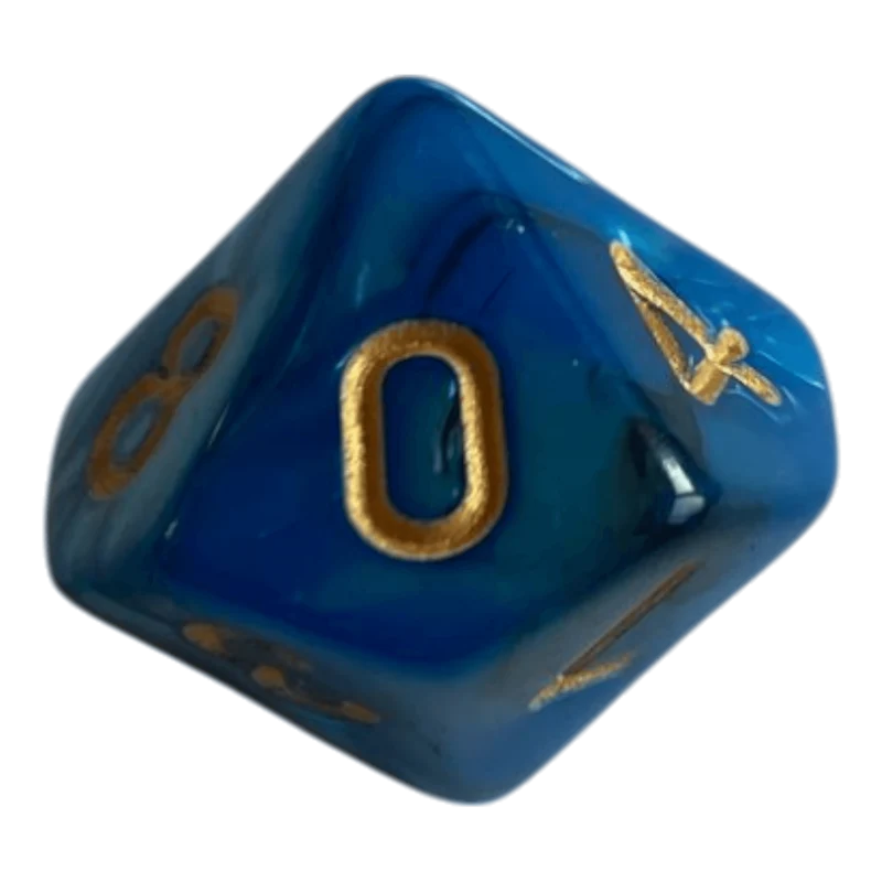 W10 Perlmutt Würfel in Blau/Schwarz
