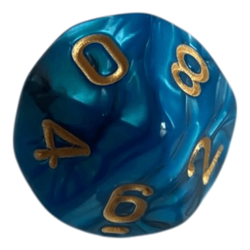 W10 Perlmutt Würfel in Blau/Schwarz