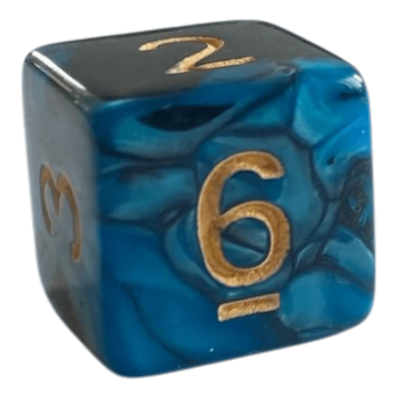 W6 Perlmutt Würfel in Blau/Schwarz