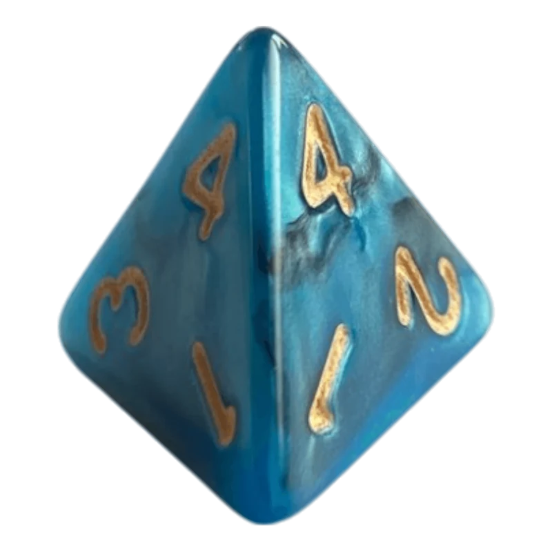 W4 Perlmutt Würfel in Blau/Schwarz