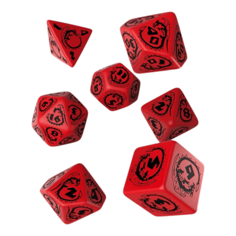 Dragons RPG Würfel 7er Set: Rot & Black