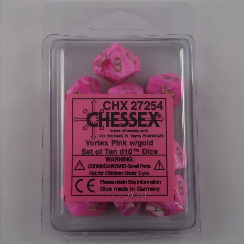 Chessex Vortex Pink/Gold 10 x W10 Set