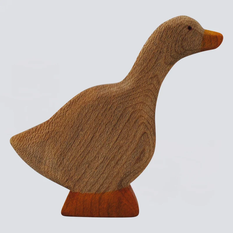 Holzwald Holzfigur Gans Kopf hoch