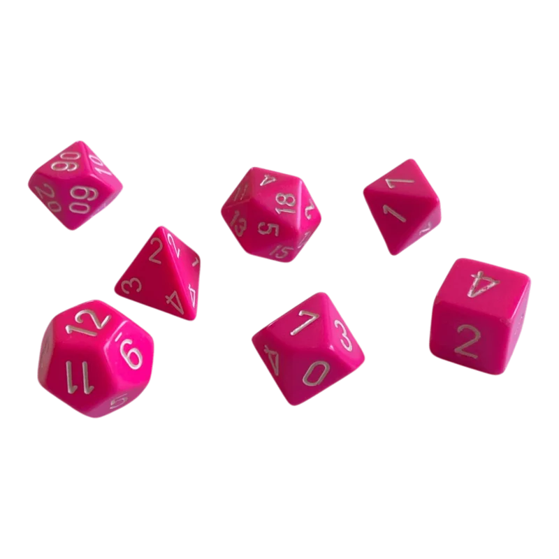 Chessex Opaque Pink/Weiß 7er Set