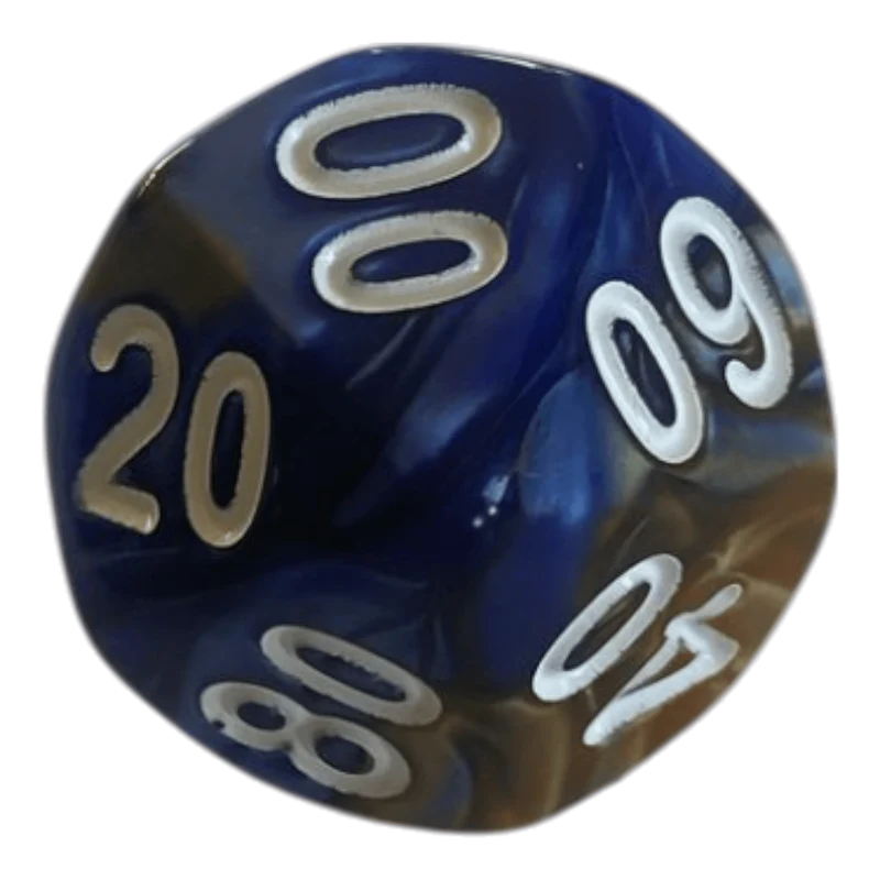 W10-0 Perlmuttwürfel in Blau & Gold
