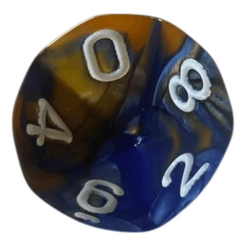 W10 Perlmuttwürfel in Blau & Gold