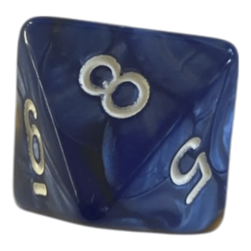 W8 Perlmuttwürfel in Blau & Gold