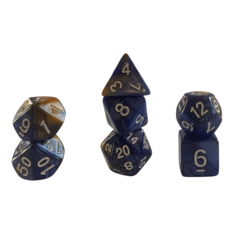 Perlmuttwürfel 7er Set in Blau & Gold