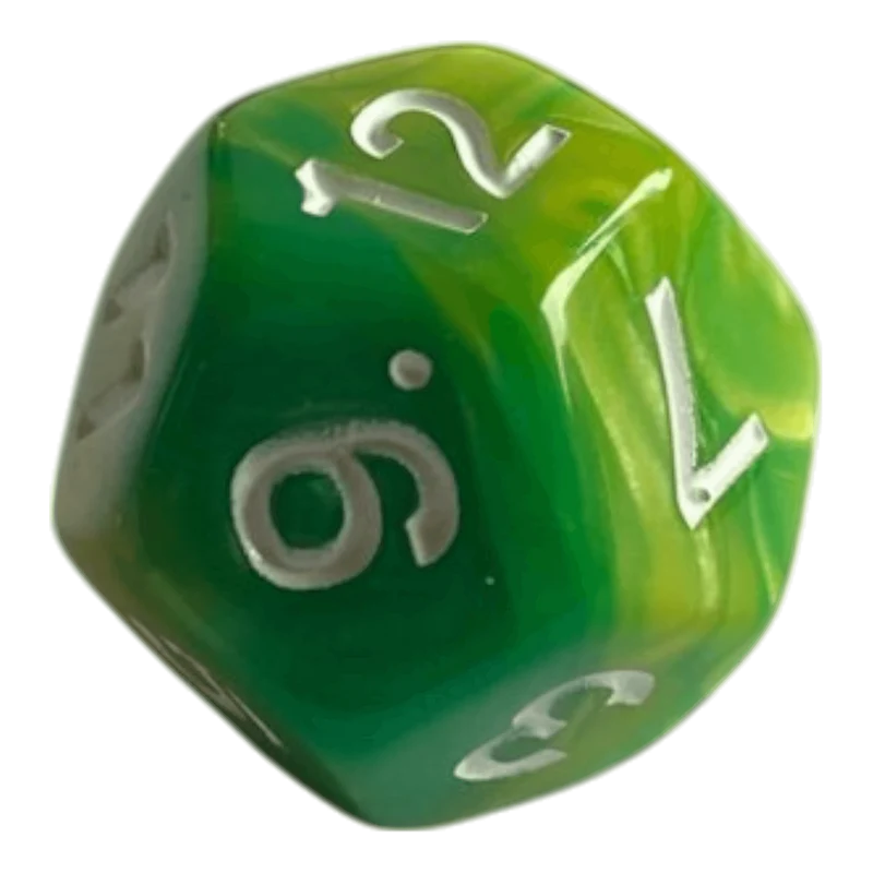 W12 Perlmuttwürfel in Grün & Gelb