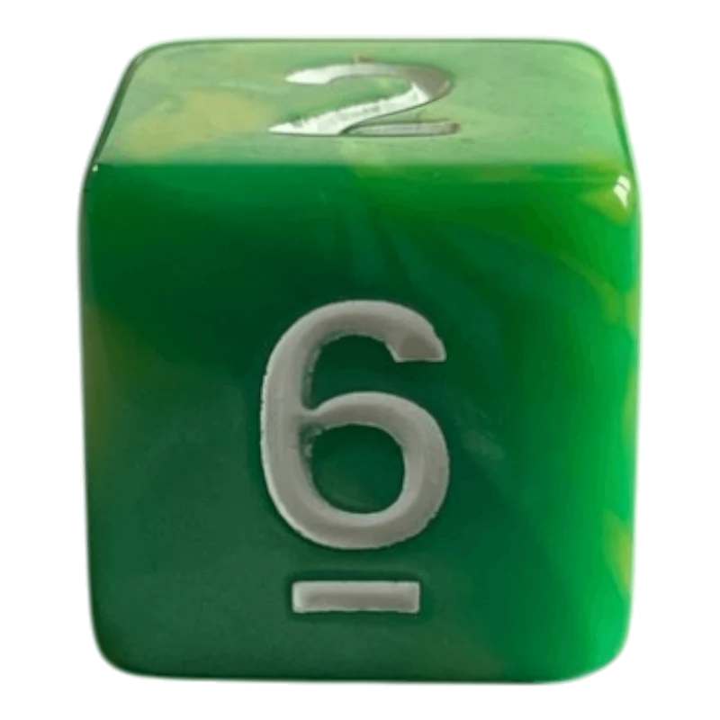 W6 Perlmuttwürfel in Grün & Gelb