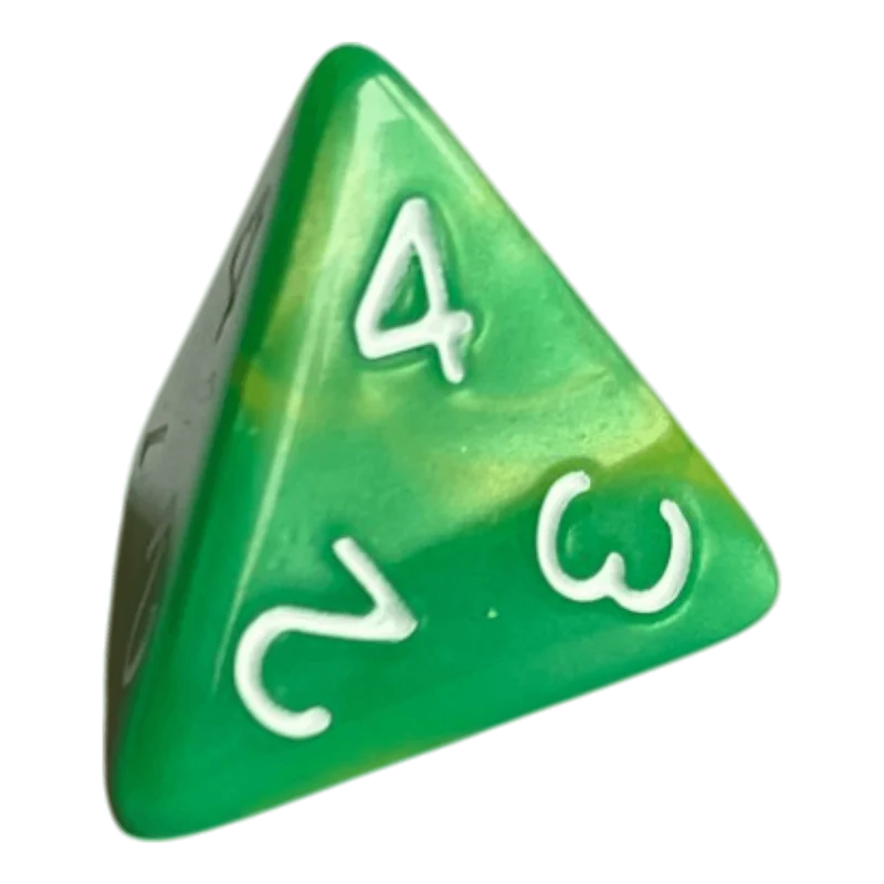 W4 Perlmuttwürfel in Grün & Gelb