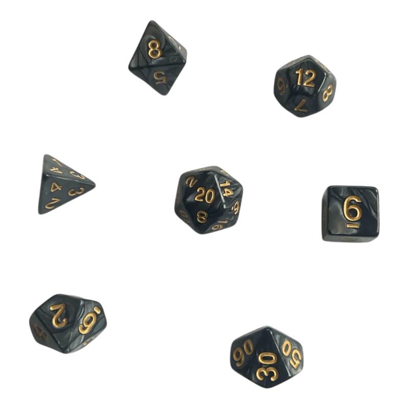 Perlmuttwürfel 7er Set in Schwarz