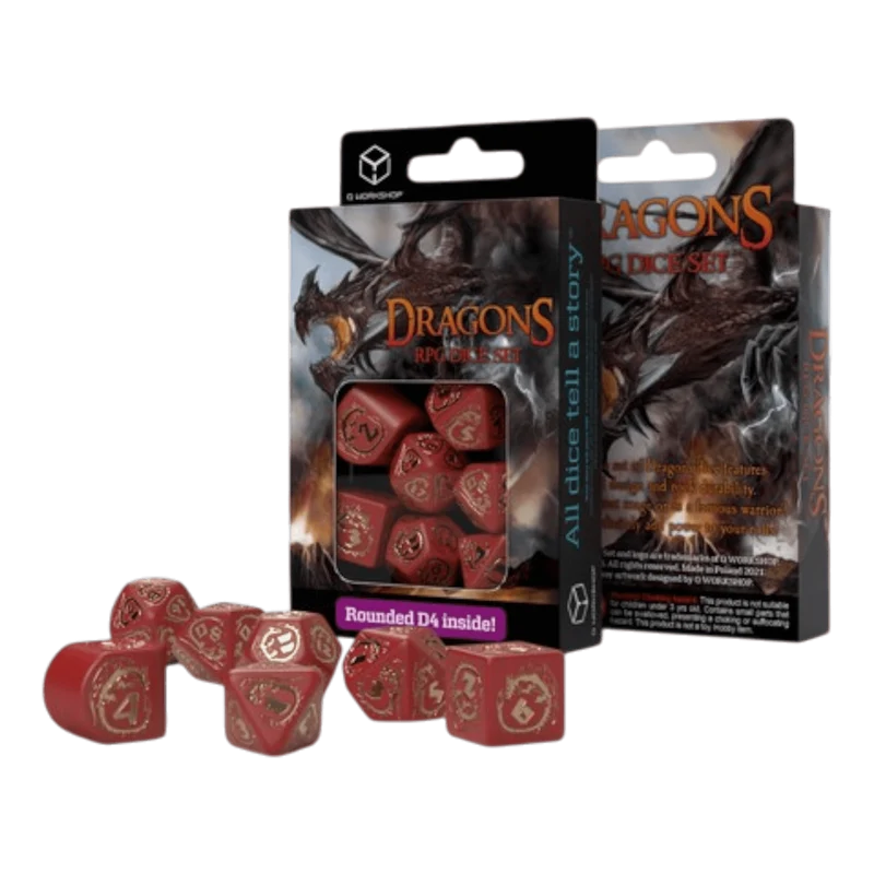 Dragons Modern RPG Würfel 7er Set: Ruby