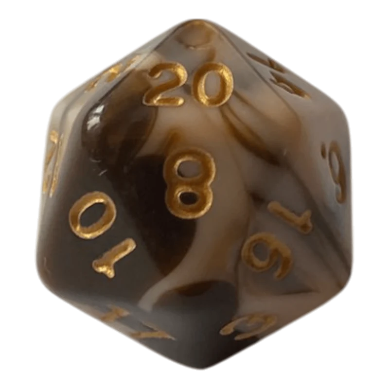 W20 Marmorierter Würfel in Chocolate & Rosa - 16mm