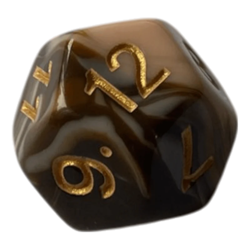 W12 Marmorierter Würfel in Chocolate & Rosa - 16mm