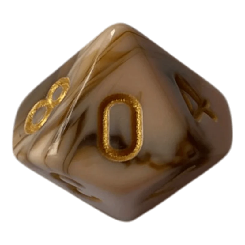 W10 Marmorierter Würfel in Chocolate & Rosa - 16mm