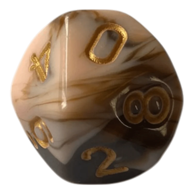 W10 Marmorierter Würfel in Chocolate & Rosa - 16mm