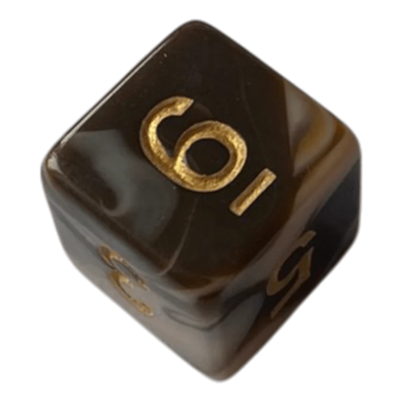 W6 Marmorierter Würfel in Chocolate & Rosa - 16mm