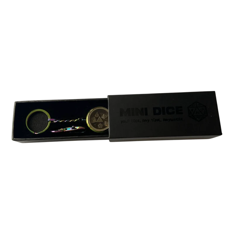 Schlüsselanhänger - Rainbow Optik - inkl. Mini Metall Würfel Set - Ancient Brass - 6mm