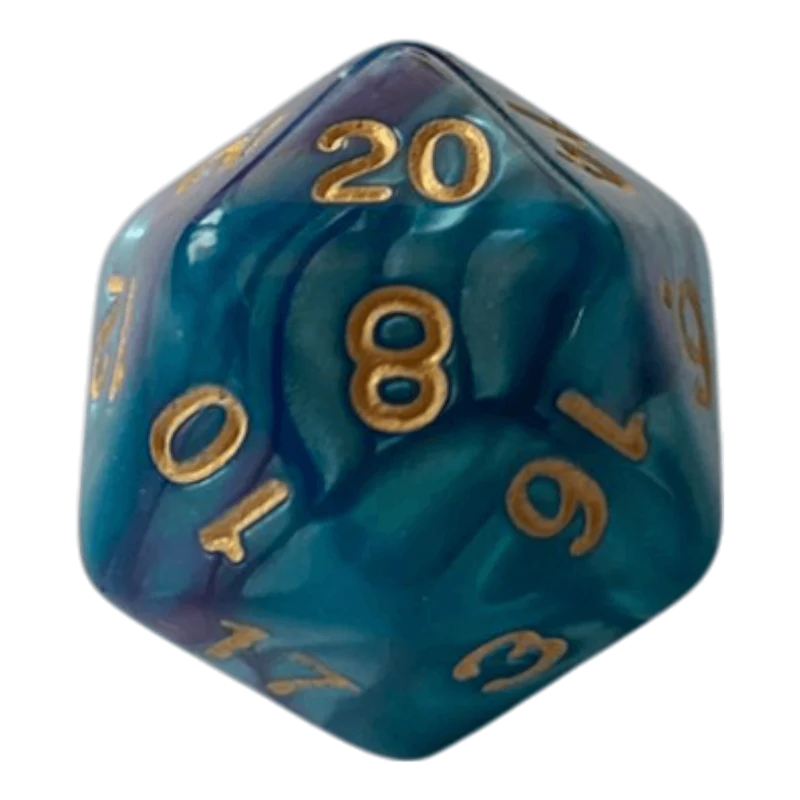 W20 Perlmuttwürfel in Blau & Lila