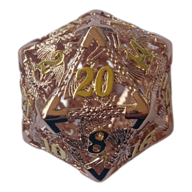 W20 Drachenwürfel-Set (Kupfer mit goldenen Nummern) - 18mm